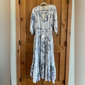 Light Blue Floral Duster Dress